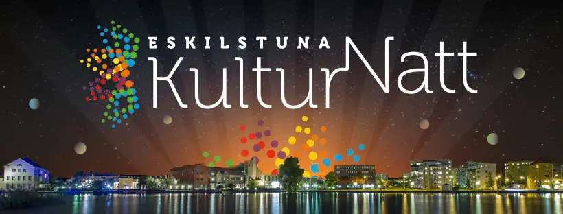 Texten Eskilstuna Kulturnatt på en färglad bakgrund.